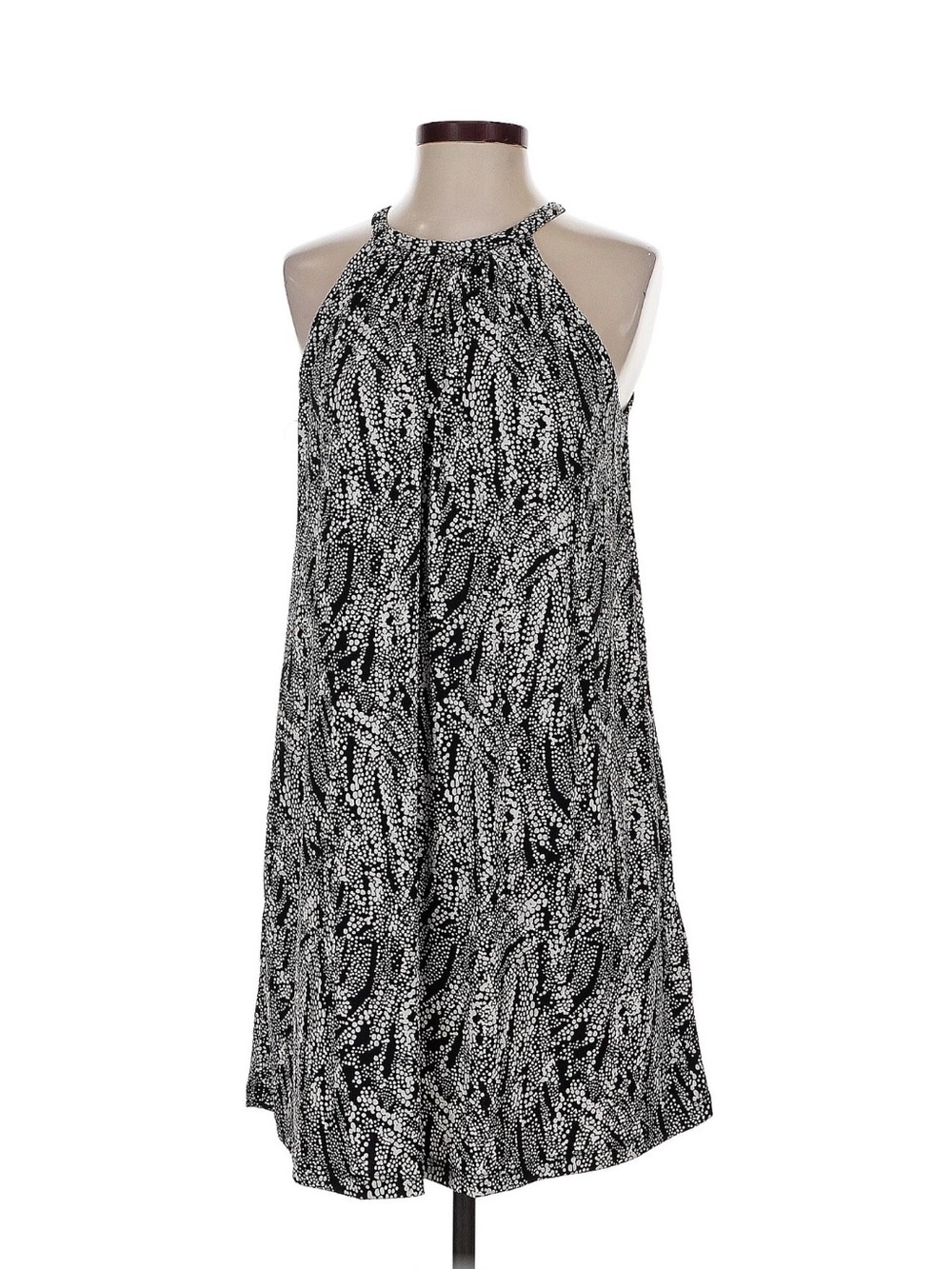 Tahari Black and White Printed Halter Dress - Small